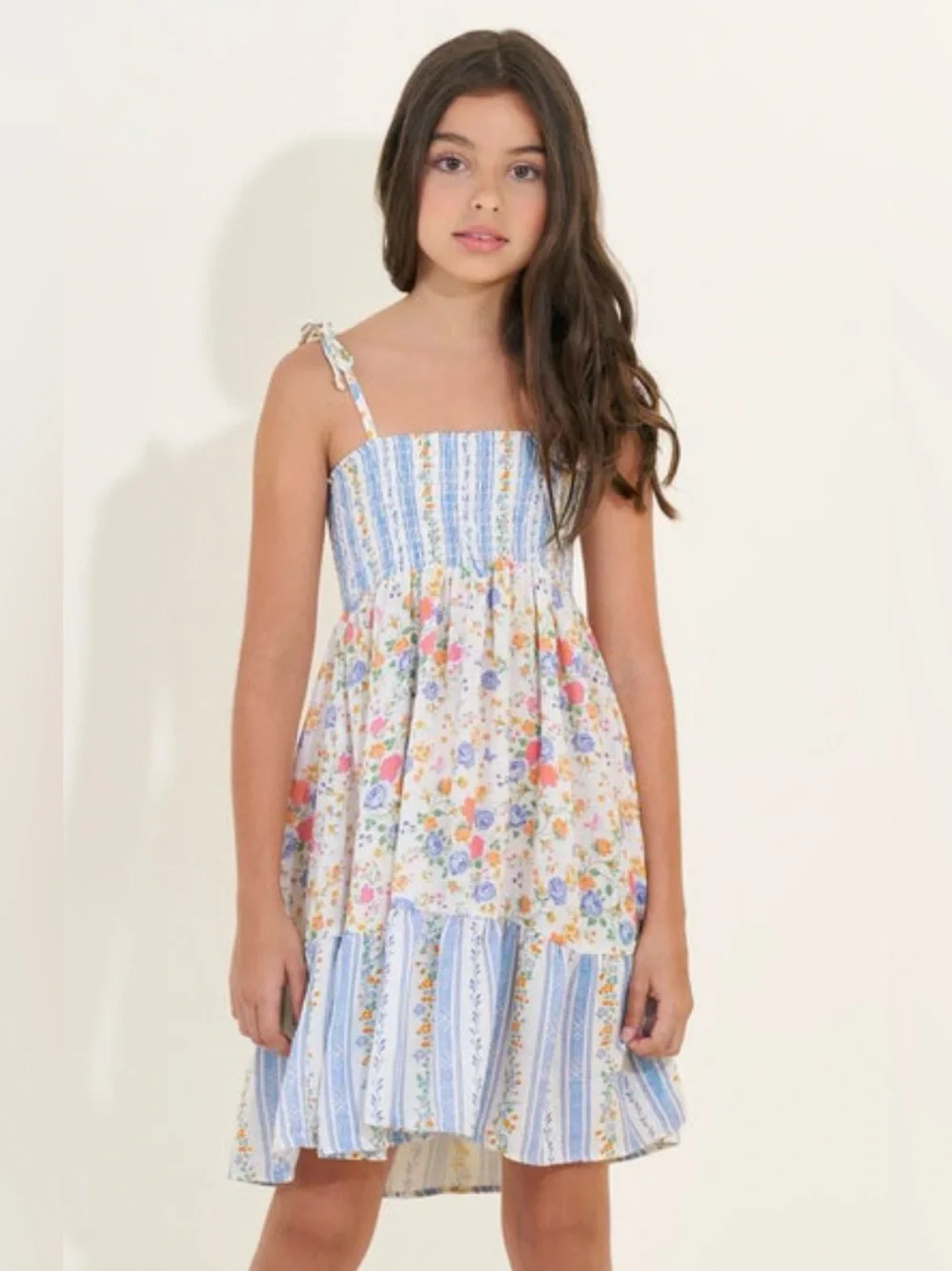 Maaji Peyton Girls Smocked Dress Ditsy Floral Cottagecore Beach Vacation